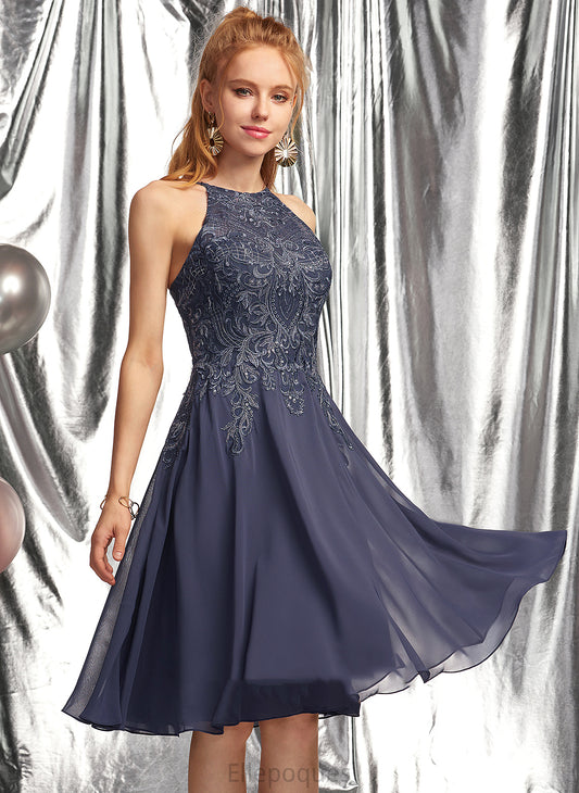 Homecoming Thirza Dress Scoop Lace A-Line Knee-Length With Chiffon Neck Homecoming Dresses Lace Appliques