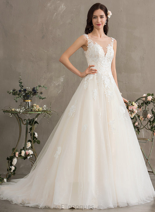 Illusion Train Dress Ball-Gown/Princess Wedding Dresses Abigayle Court Tulle Wedding