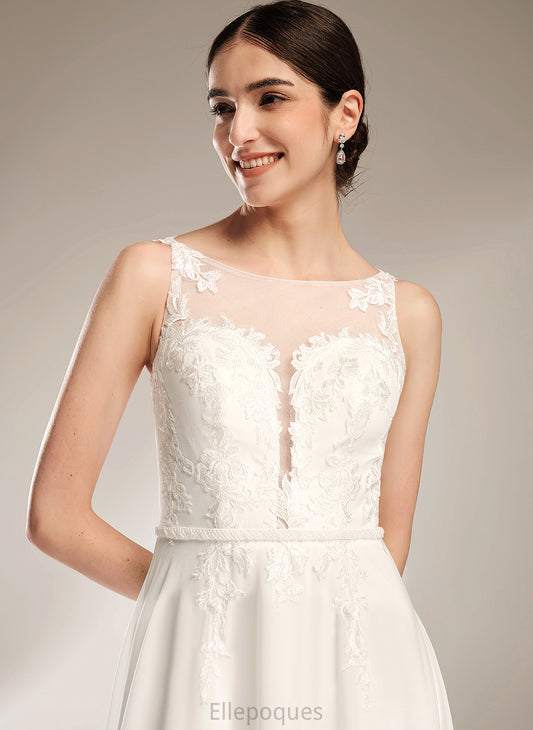 With Lace Train Camille Chiffon Dress Wedding Dresses A-Line Wedding Sequins Sweep Illusion