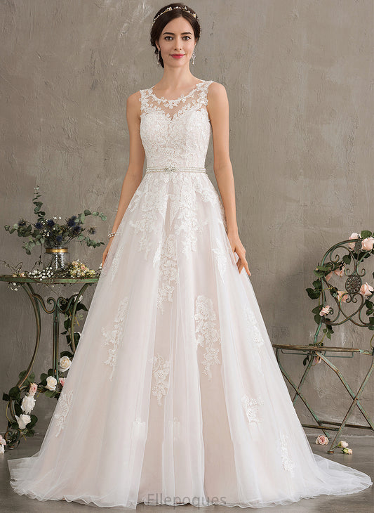 Beading Neck Scoop Wedding Dresses Train With Wedding Dress Susie Ball-Gown/Princess Sequins Tulle Court