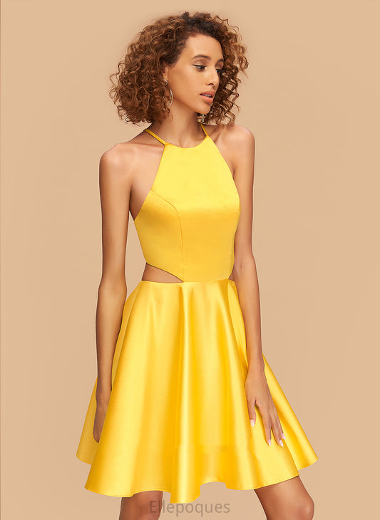 Dress Short/Mini Satin A-Line Homecoming Dresses Dana Homecoming Neck Scoop