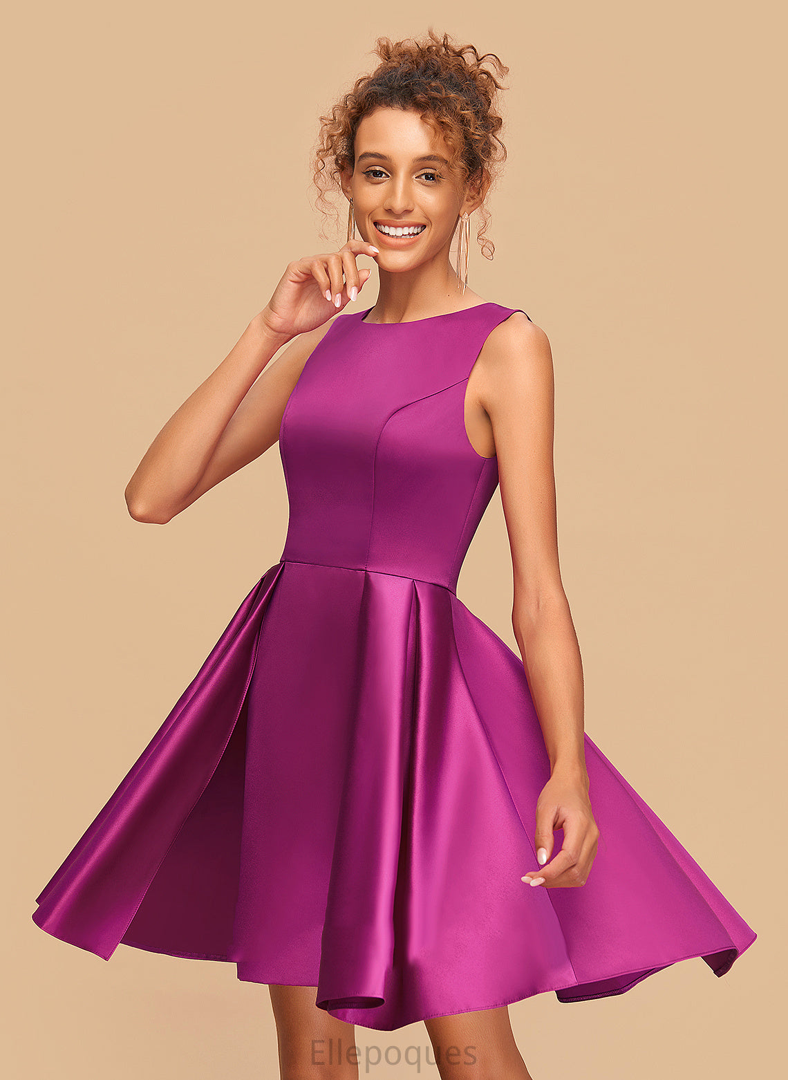 Homecoming Dresses Elisa Scoop Neck A-Line Dress Short/Mini Homecoming Satin