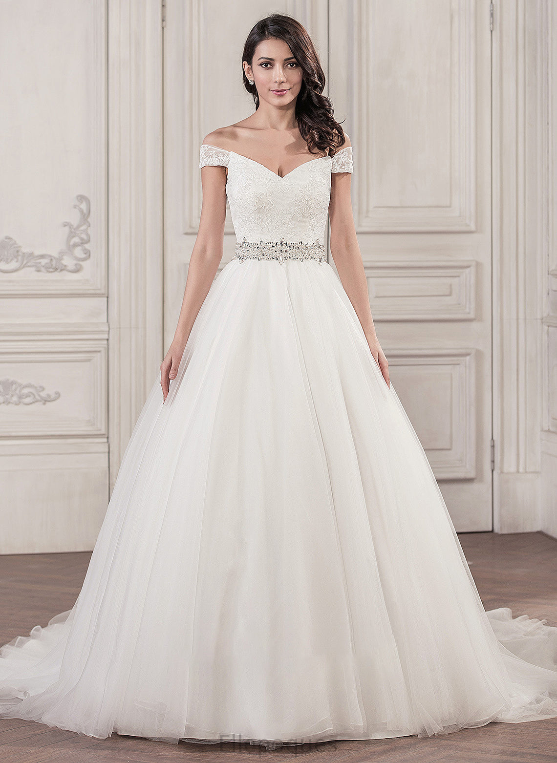 Dress Cathedral Erica Wedding Dresses Ball-Gown/Princess Train Wedding Tulle With Beading Sequins