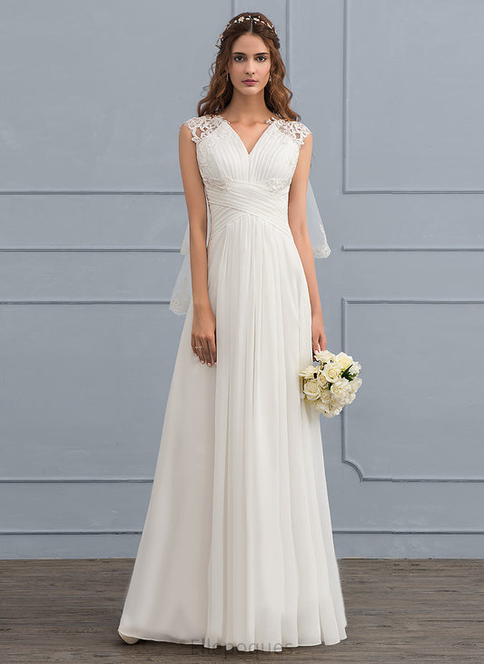 Floor-Length Wedding Dress Ruffle Matilda Sweetheart Chiffon A-Line Wedding Dresses With Lace