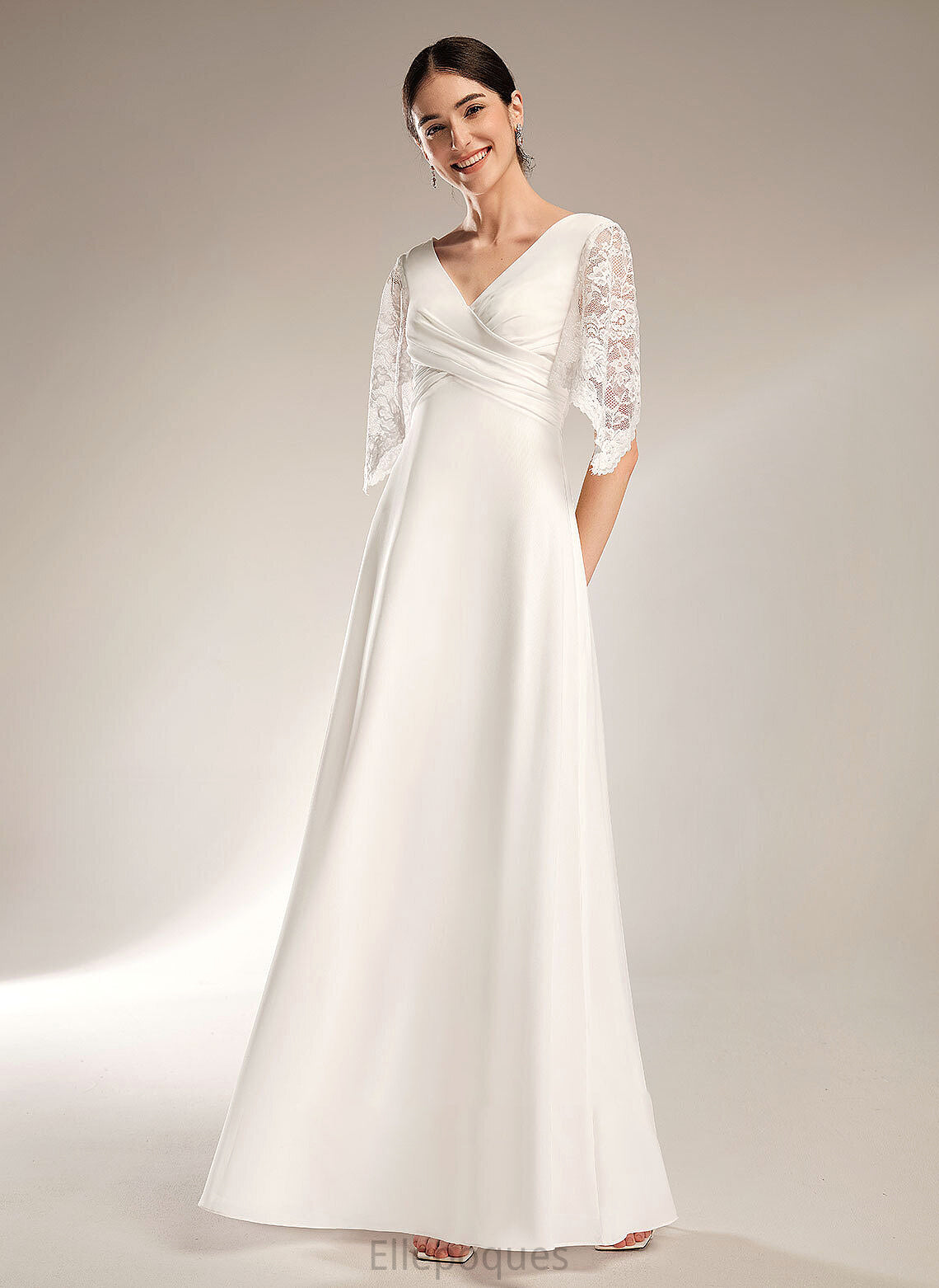 Dress Floor-Length V-neck With Sheath/Column Jazlene Wedding Lace Wedding Dresses