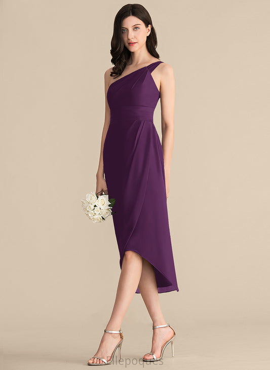 Ruffle Sheath/Column Neckline Embellishment One-Shoulder Fabric Asymmetrical Silhouette Length Rayne Trumpet/Mermaid Natural Waist Bridesmaid Dresses