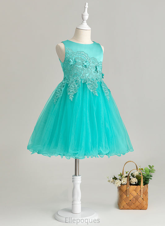 - Scoop Knee-length With Neck Girl Satin/Tulle/Lace Dress A-Line Flower(s) Flower Sherlyn Sleeveless Flower Girl Dresses