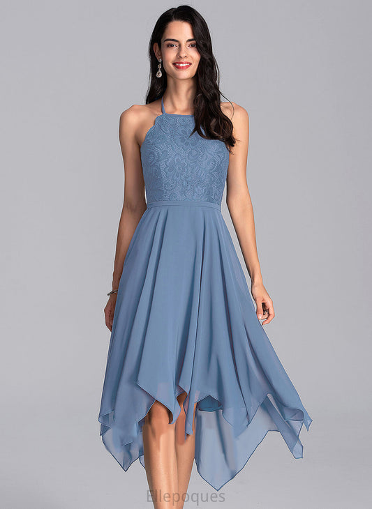 A-Line Asymmetrical Lace Homecoming Dresses Dress With Homecoming Jordin Chiffon Halter