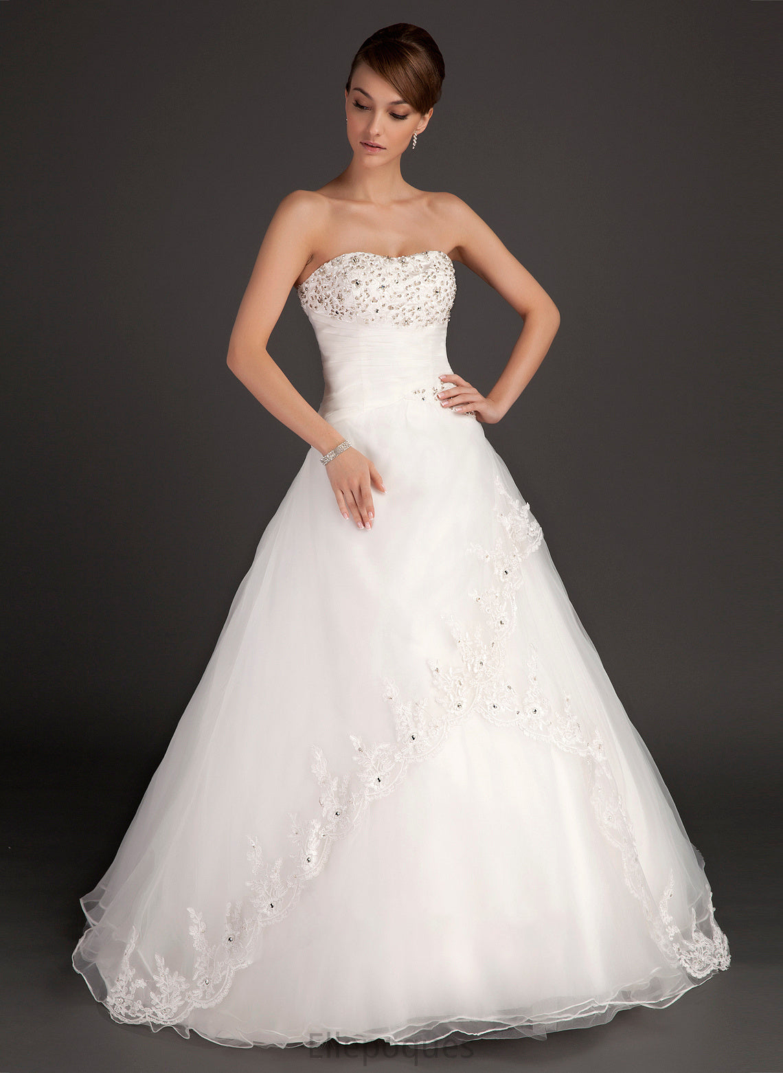 Ruffle Dress Wedding Dresses Organza Sweetheart Floor-Length Jessie Lace Ball-Gown/Princess Satin Beading With Wedding