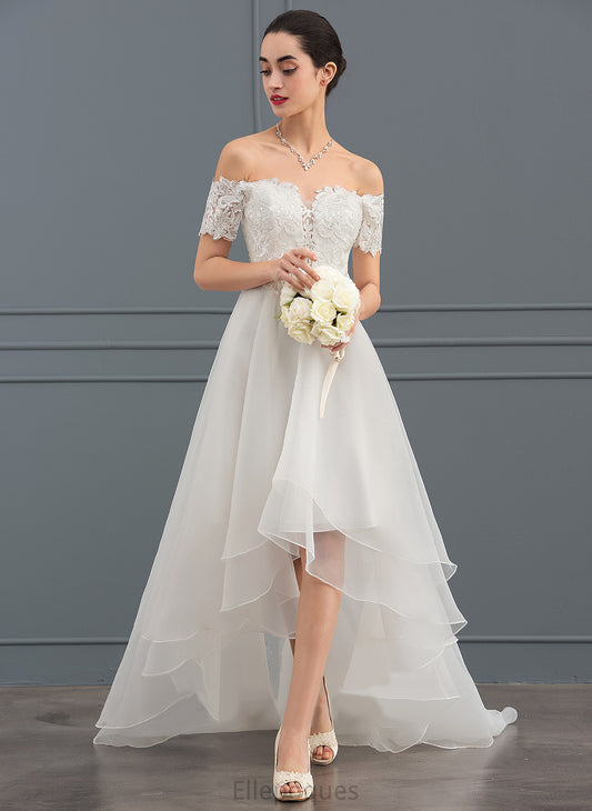 Lace Brielle Dress A-Line Asymmetrical Wedding Wedding Dresses Organza With Sequins