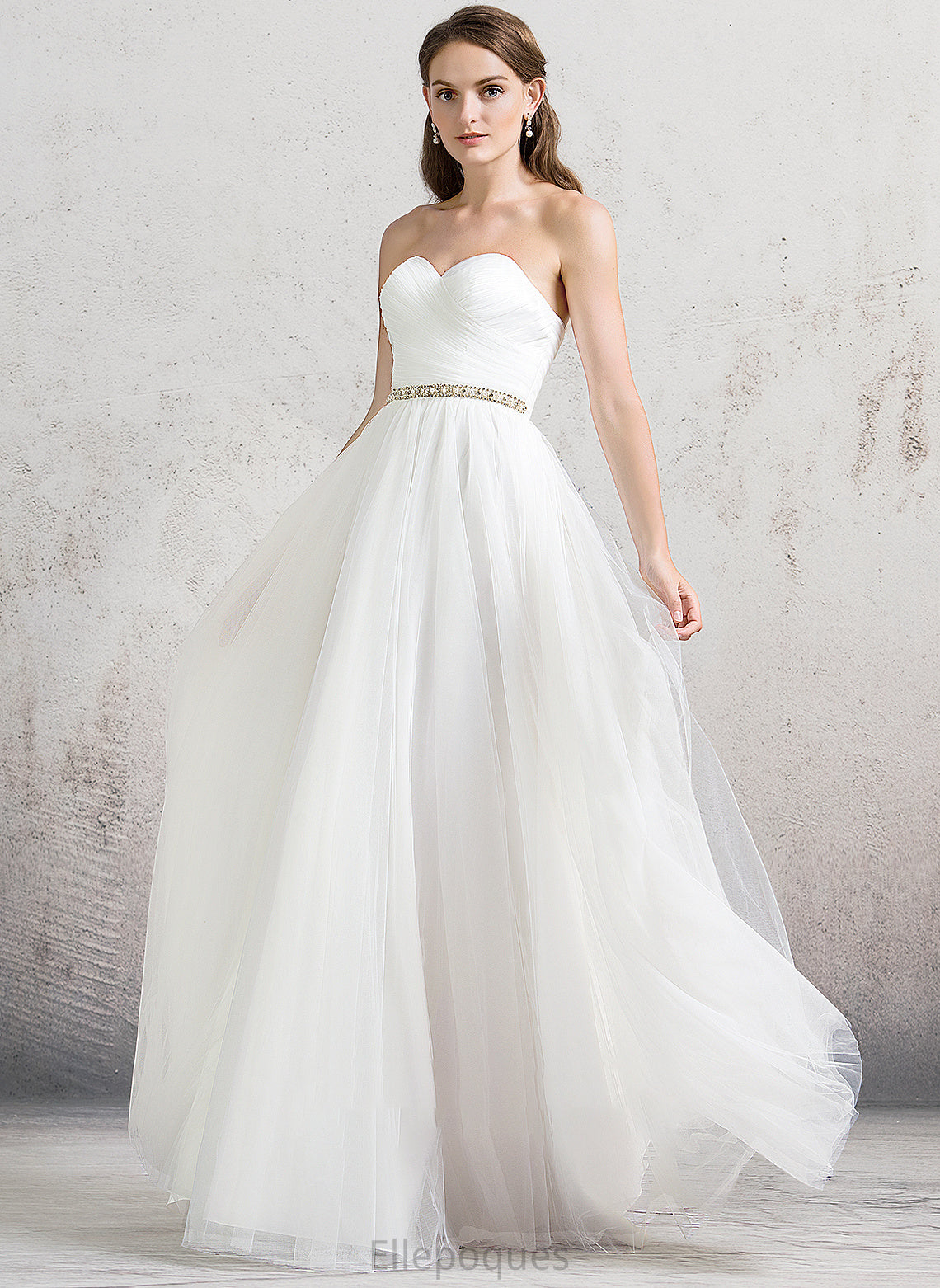 With Wedding Dresses Tulle Dress Ruffle Julissa Sweetheart Floor-Length A-Line Wedding Beading