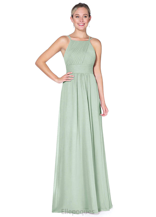 Kyra Spaghetti Staps Sleeveless Floor Length Trumpet/Mermaid Satin Natural Waist Bridesmaid Dresses