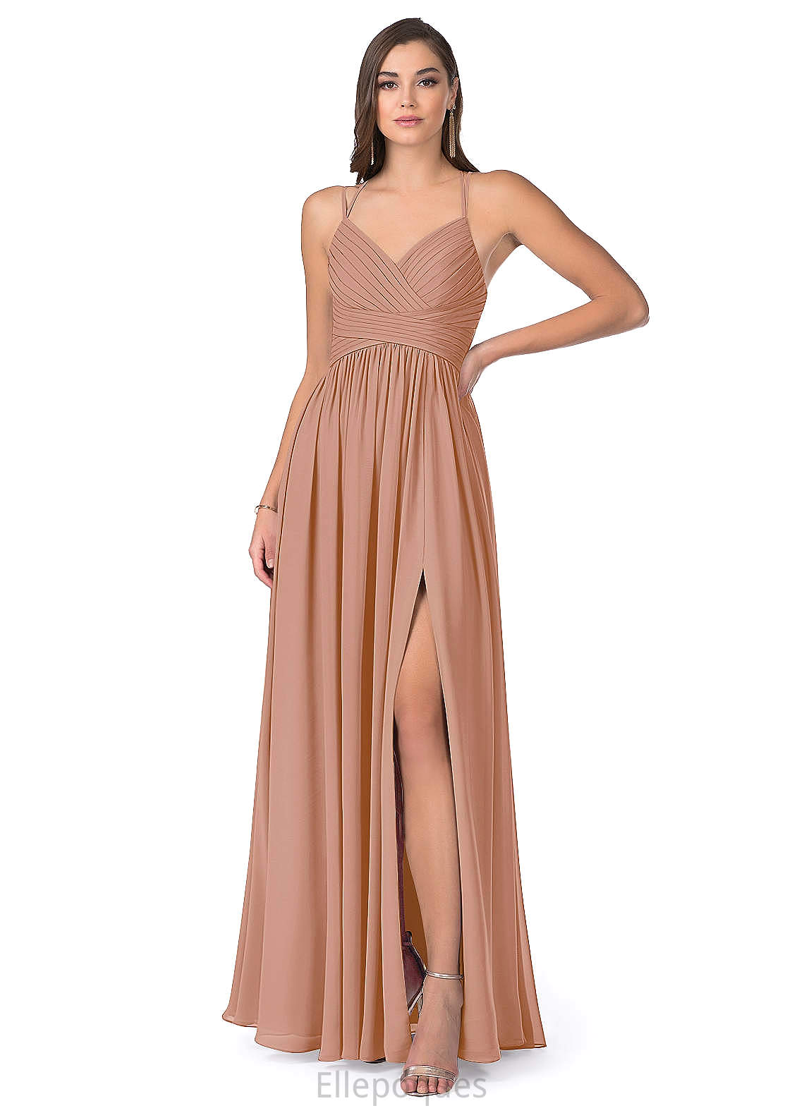 Wendy Floor Length Satin Sleeveless Spaghetti Staps Natural Waist Trumpet/Mermaid Bridesmaid Dresses