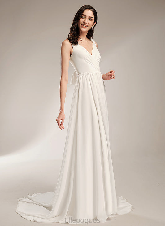 Train Lace Court Gia Wedding Dresses Chiffon A-Line V-neck Wedding With Dress