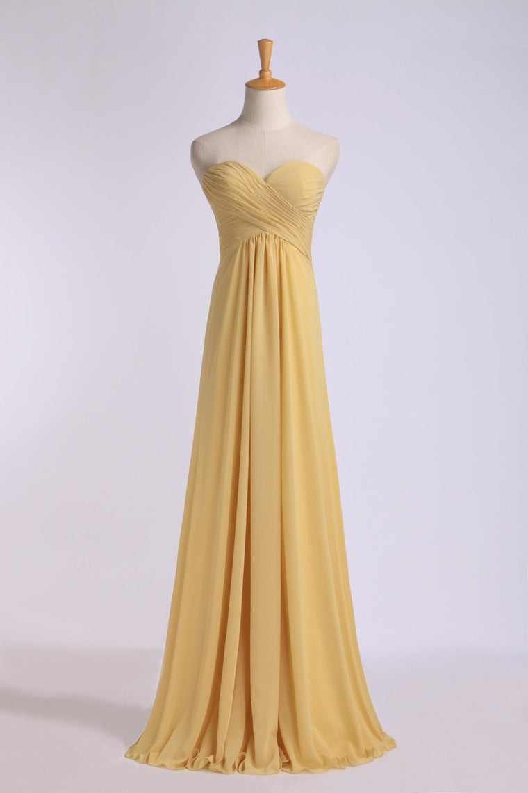 2024 Bridesmaid Dresses Floor Length Sweetheart Sheath/Column Chiffon With Ruffle