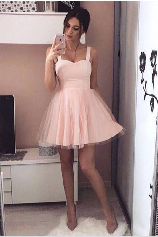 2024 Straps A Line Homecoming Dresses Tulle Short/Mini