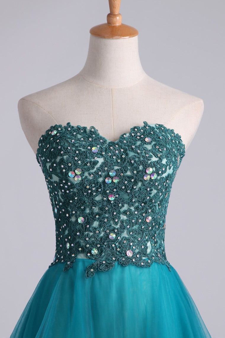 2024 Homecoming Dress Sweetheart A Line With Applique And Beads