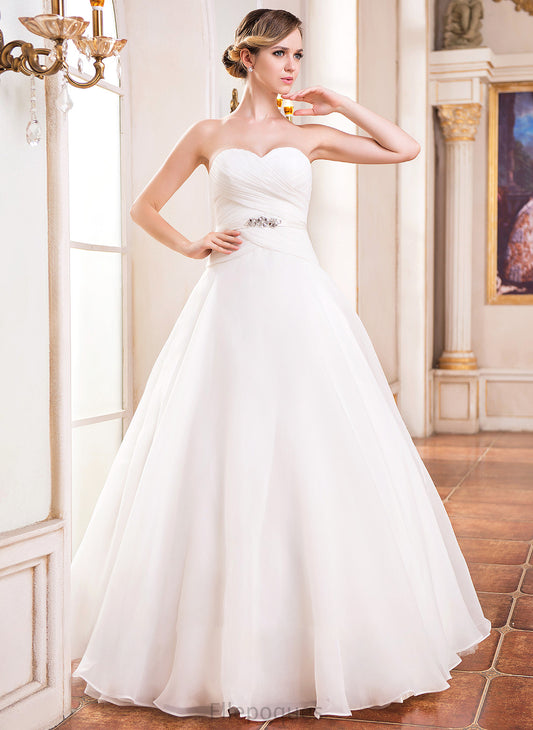 With Dress Wedding Ruffle Wedding Dresses Organza Beading Floor-Length Sweetheart Lea Sequins Ball-Gown/Princess