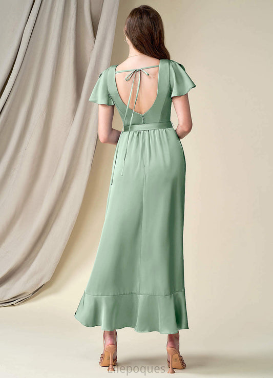 Novia Sleeveless Trumpet/Mermaid Spaghetti Staps Natural Waist High Low Bridesmaid Dresses