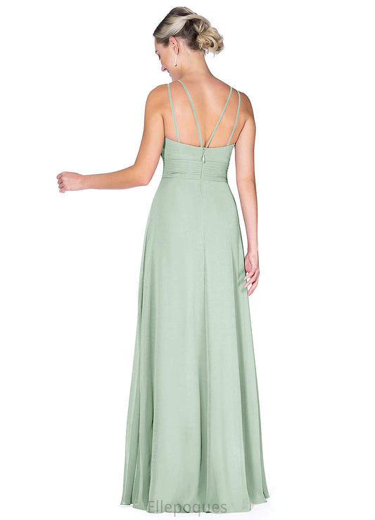 Kyra Spaghetti Staps Sleeveless Floor Length Trumpet/Mermaid Satin Natural Waist Bridesmaid Dresses