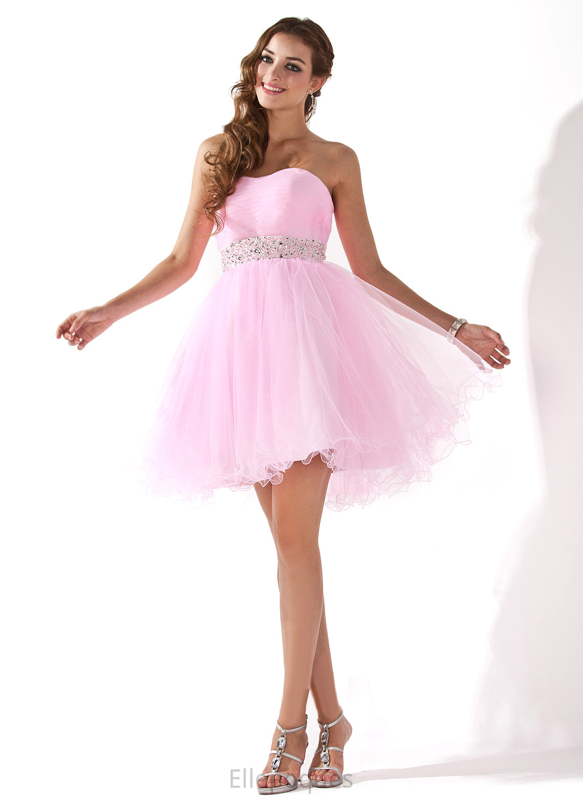 Tulle Short/Mini A-Line Dress With Sweetheart Homecoming Dresses Beading Homecoming Frederica Sequins