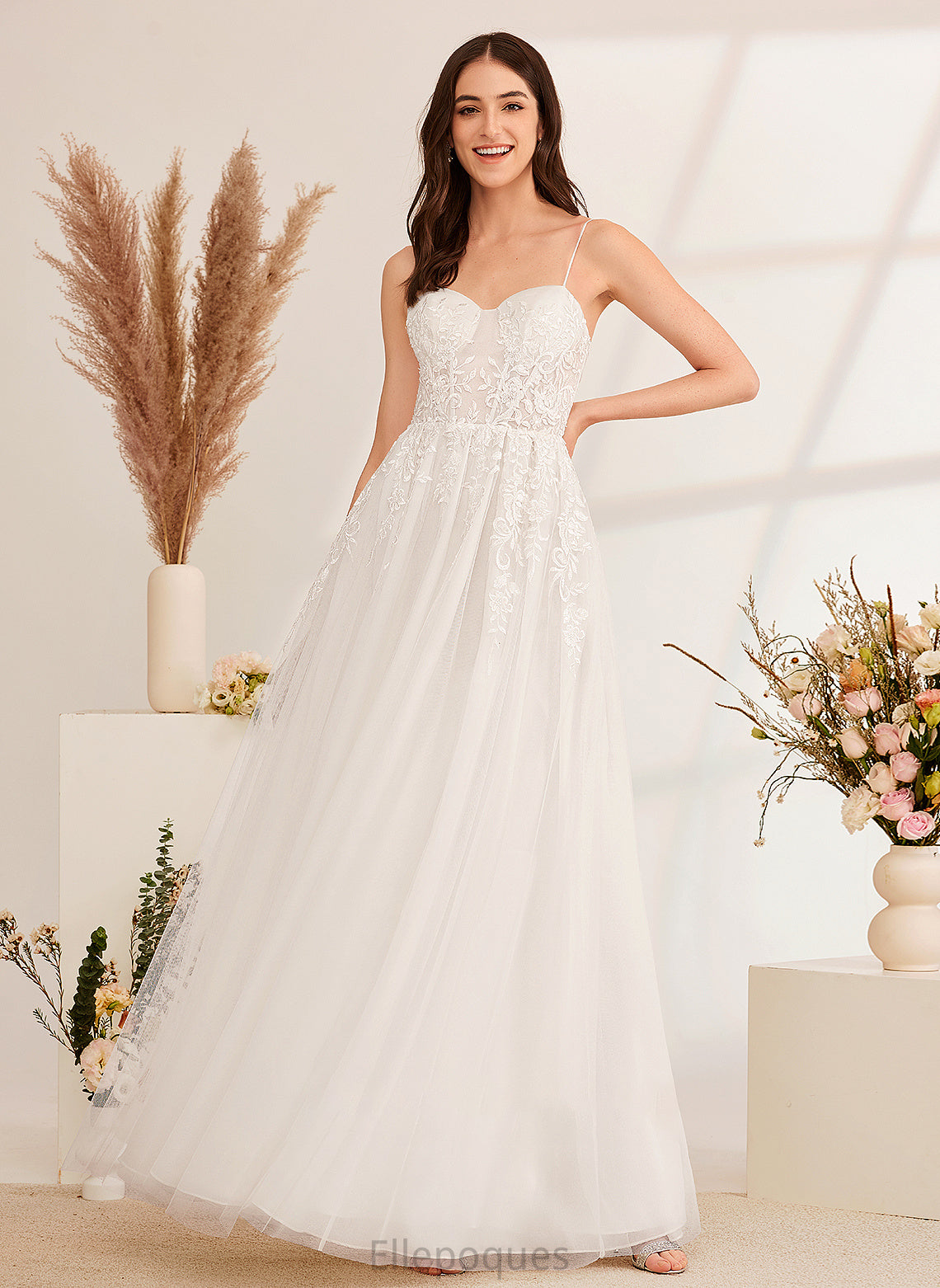 Wedding With Sweetheart Sequins Split Floor-Length Wedding Dresses A-Line Dress Shyla Front Beading