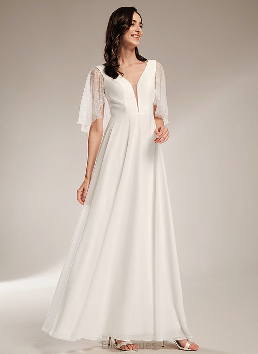 Wedding V-neck Arianna Floor-Length A-Line With Wedding Dresses Dress Beading