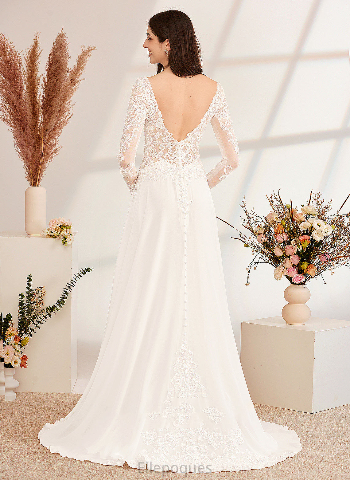 Sweep Beading A-Line Journey V-neck Train Dress Wedding With Wedding Dresses