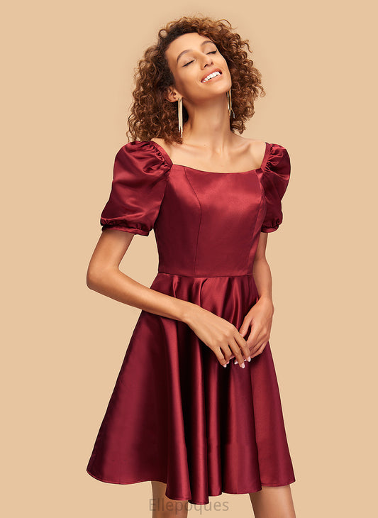 Homecoming Dresses A-Line Nancy Neckline Square Dress Homecoming Satin Short/Mini