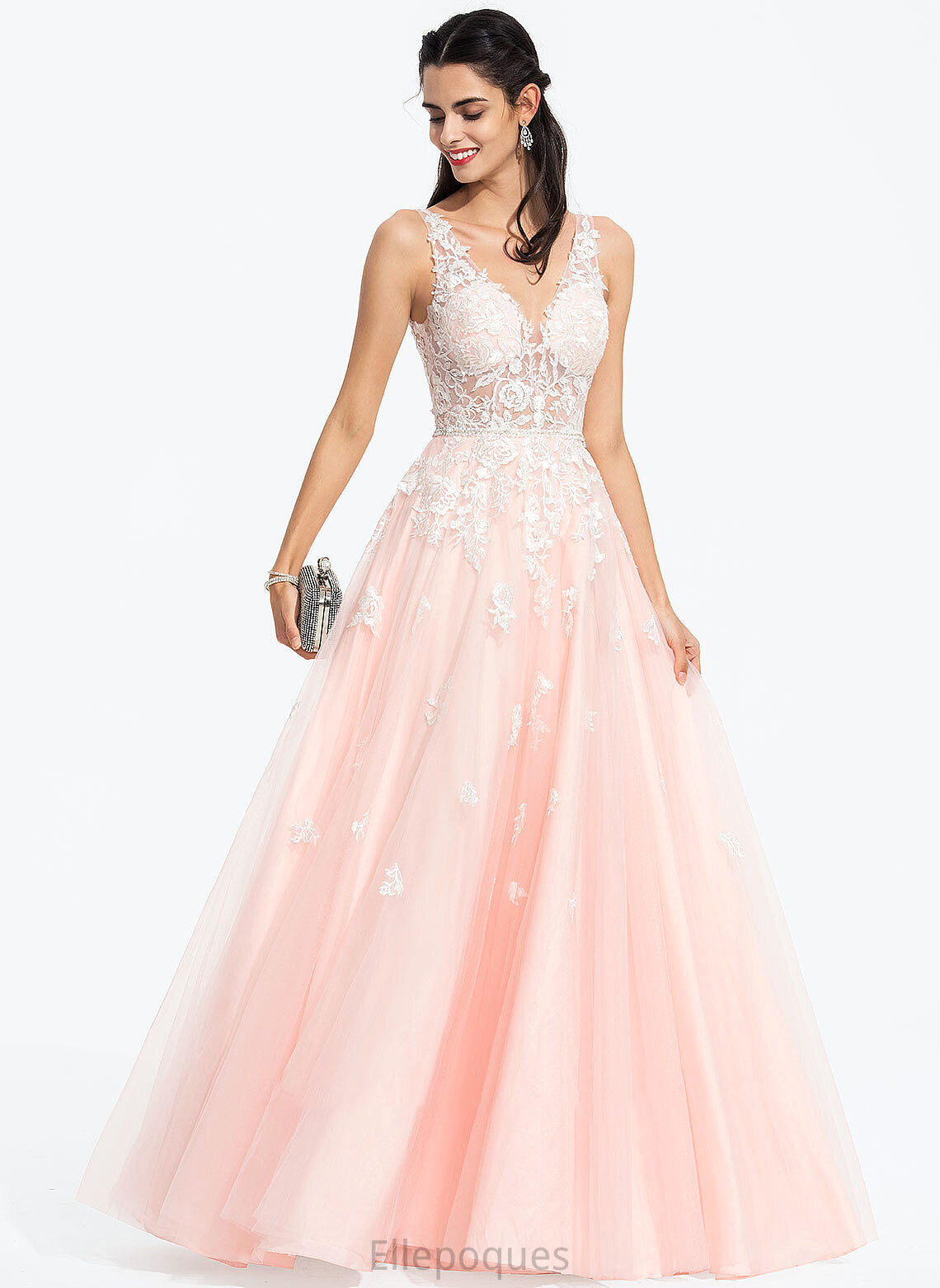 Dress Sequins Beading Tulle V-neck With Ball-Gown/Princess Wedding Dresses Wedding Floor-Length Alivia