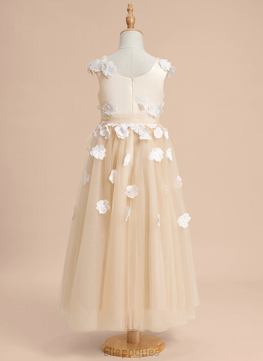 Tulle Girl Ankle-length Sleeveless A-Line Flower Girl Dresses Neck - With Scoop Paityn Flower Lace/Flower(s) Dress