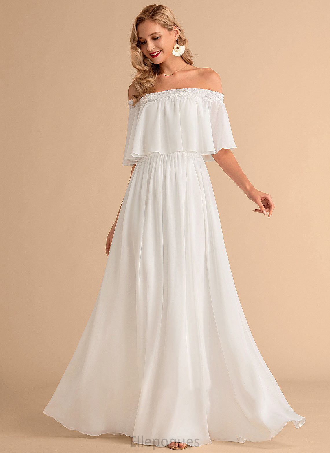 Floor-Length With Chiffon Wedding Wedding Dresses Front Lydia Dress Split A-Line