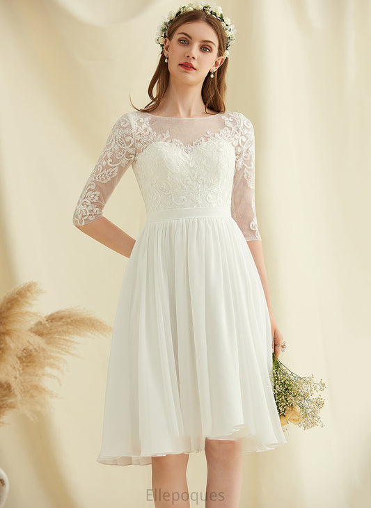 With Chiffon Knee-Length Dress Wedding Dresses Sequins Wedding A-Line Morgan Lace