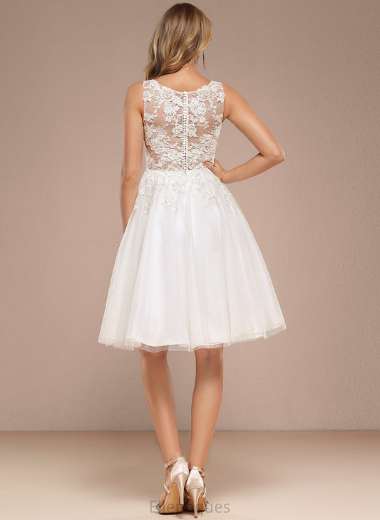 Wedding Neck Sequins Cassidy Boat Lace Knee-Length Dress A-Line With Wedding Dresses Tulle