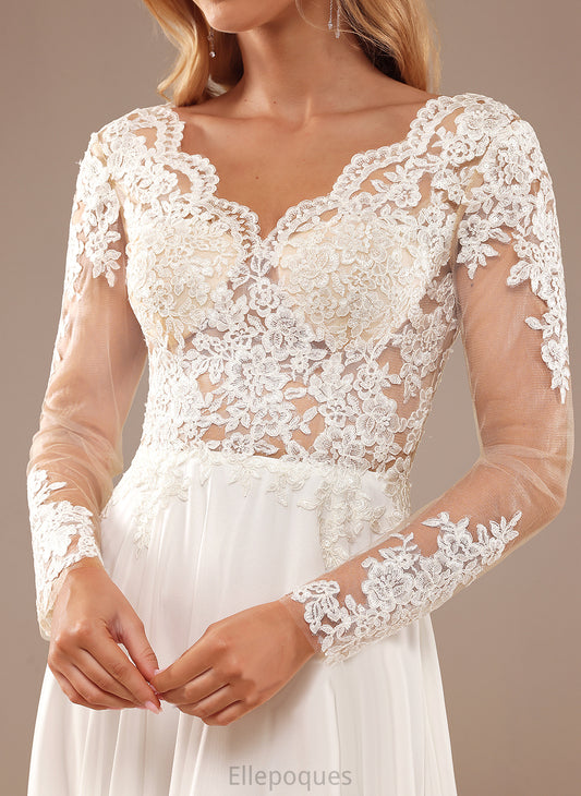 Lace Chiffon V-neck Sequins Floor-Length With Jaqueline Wedding Dresses A-Line Dress Wedding