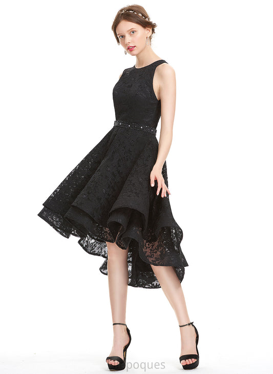 Neck A-Line Dress Lace Lace Presley Homecoming Dresses With Beading Scoop Homecoming Asymmetrical