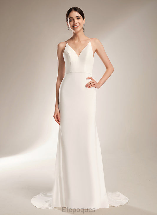 Train Dress Chiffon Beatrice Lace Court Sheath/Column With Wedding V-neck Wedding Dresses