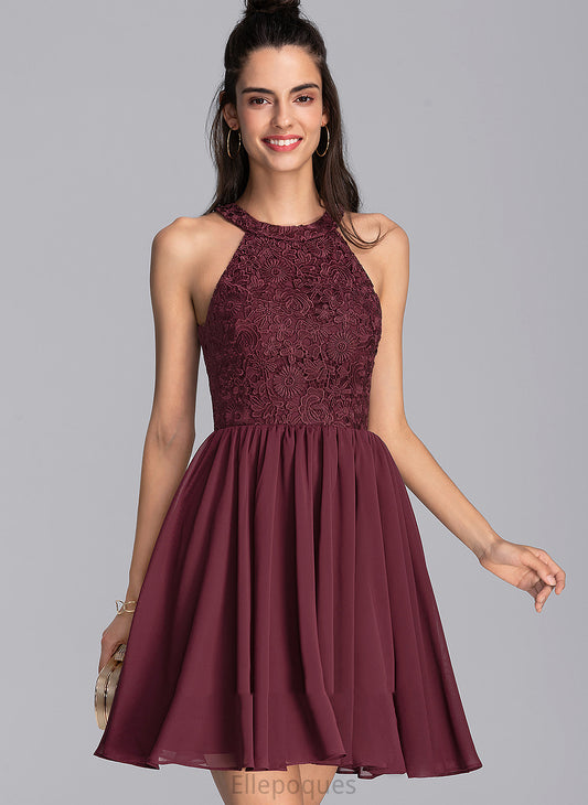 Lace Scoop With Neck Short/Mini Dress Chiffon Homecoming Dresses Homecoming Talia A-Line