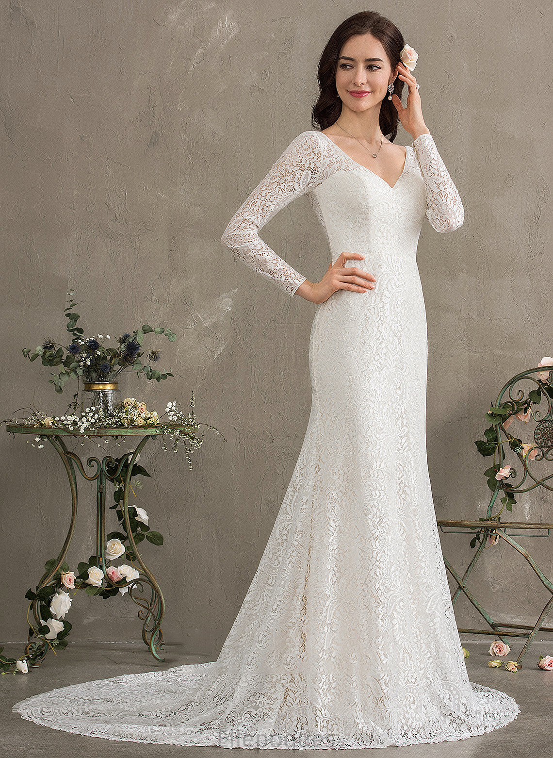 Wedding Trumpet/Mermaid Train Wedding Dresses Court Lace V-neck Destiny Dress