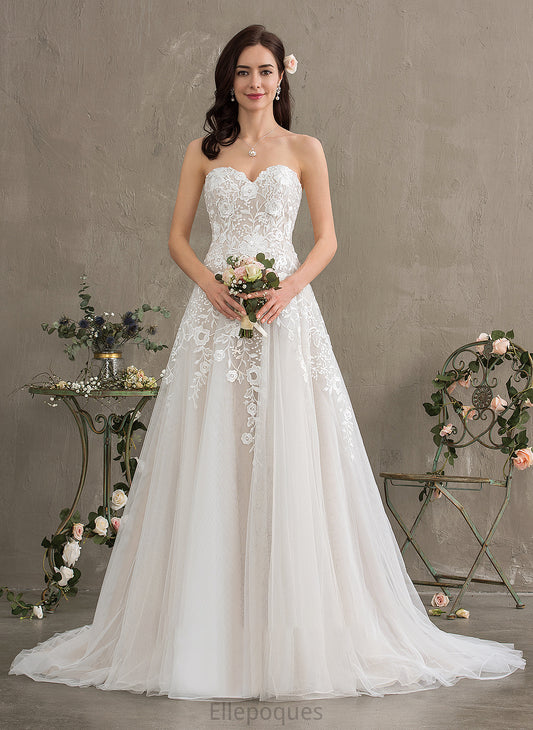 Train Reina Court Tulle Ball-Gown/Princess Wedding Dress Wedding Dresses Sweetheart