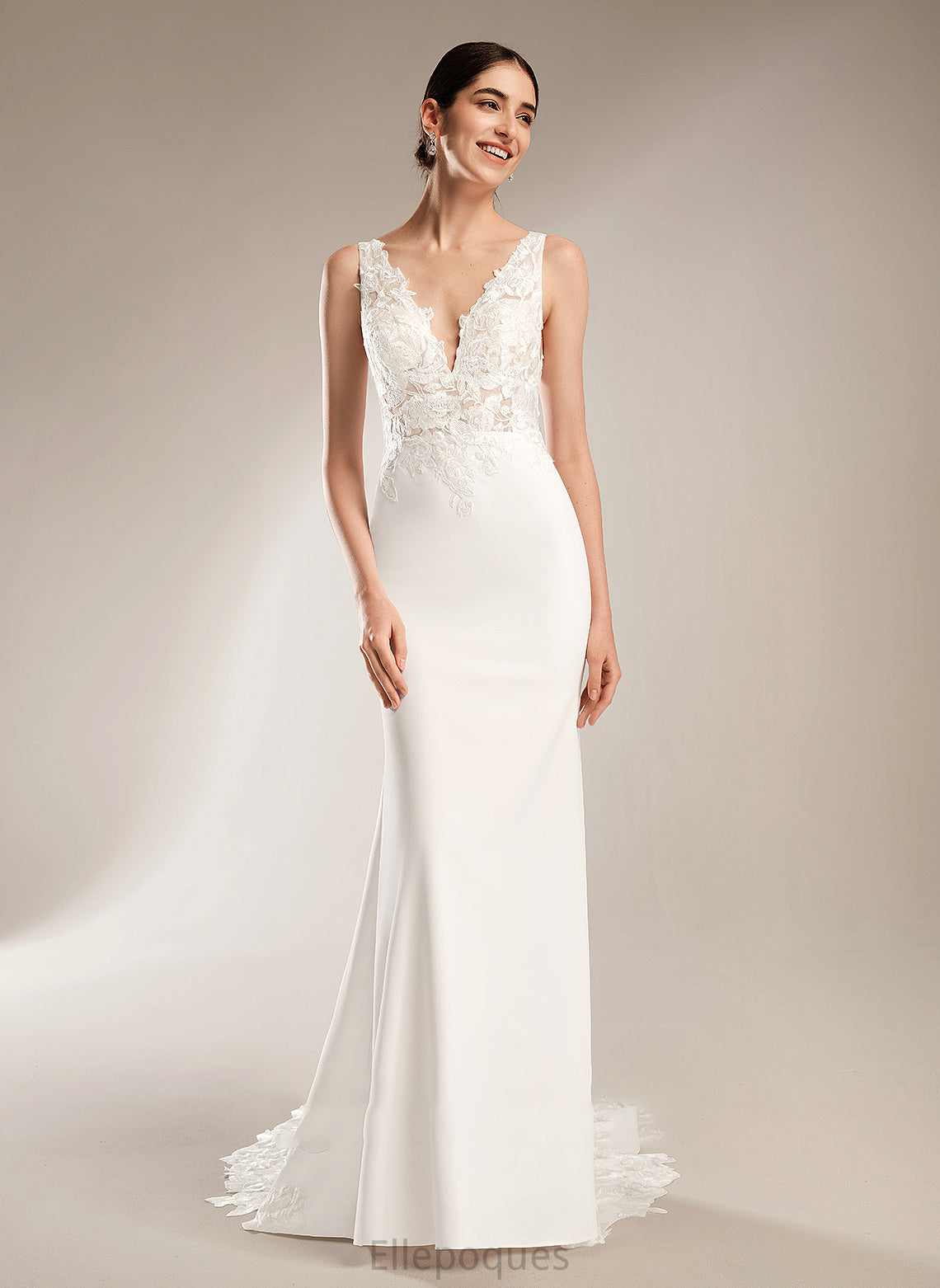 Train Wedding Dresses Elsa With V-neck Court Dress Wedding Sheath/Column Sequins