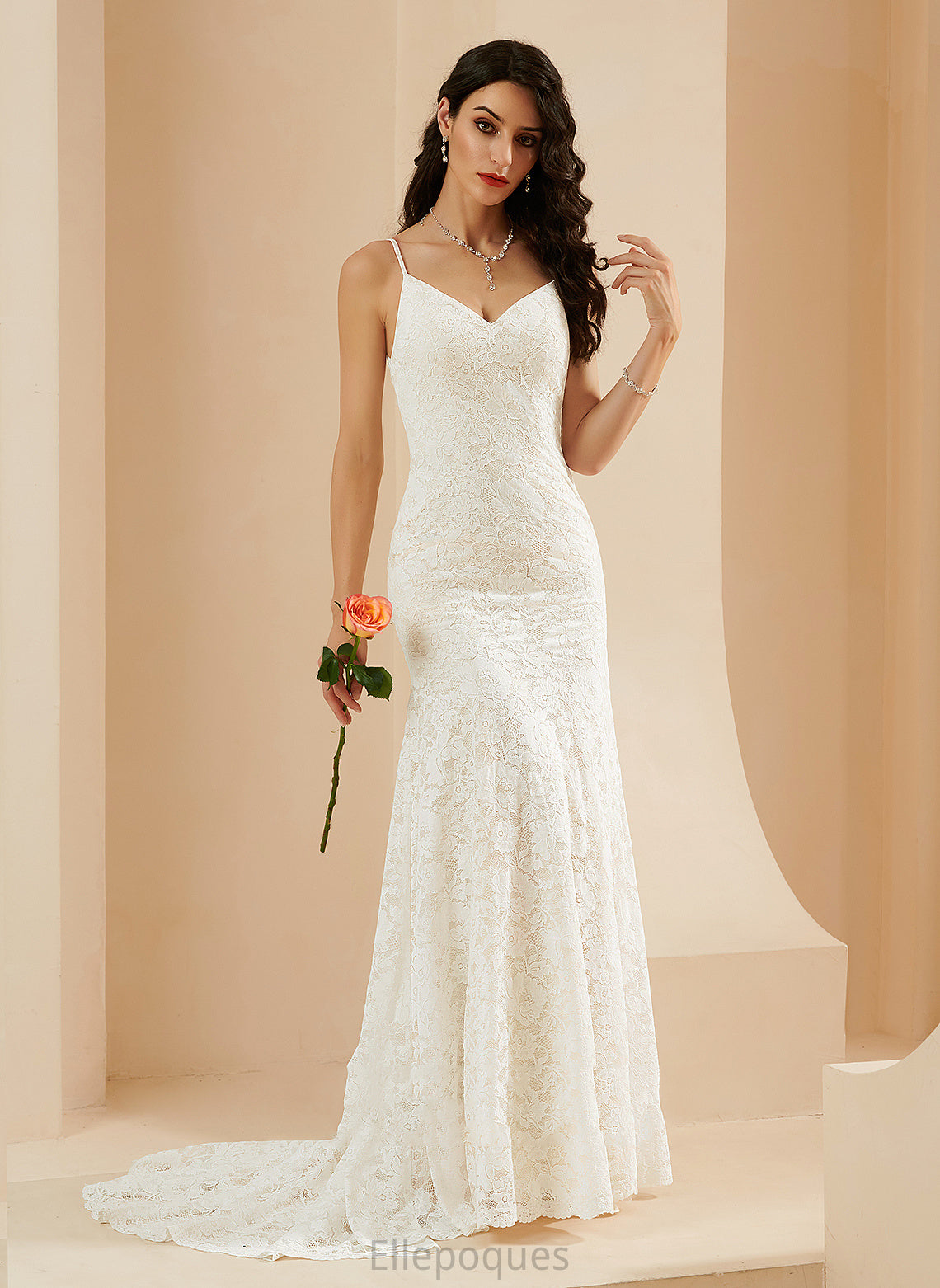 Lace Dress Wedding Dresses Wedding Court Alisson Trumpet/Mermaid Train V-neck