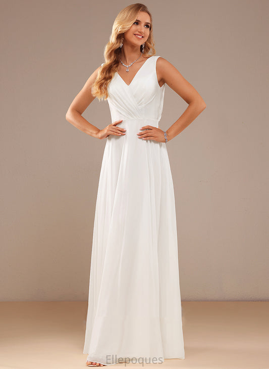 Floor-Length With Wedding Dresses A-Line Laylah Chiffon Lace V-neck Dress Wedding