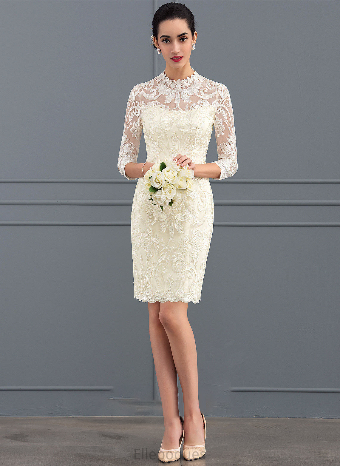 Neck Camille Wedding Dresses Wedding Knee-Length Lace Sheath/Column Dress High