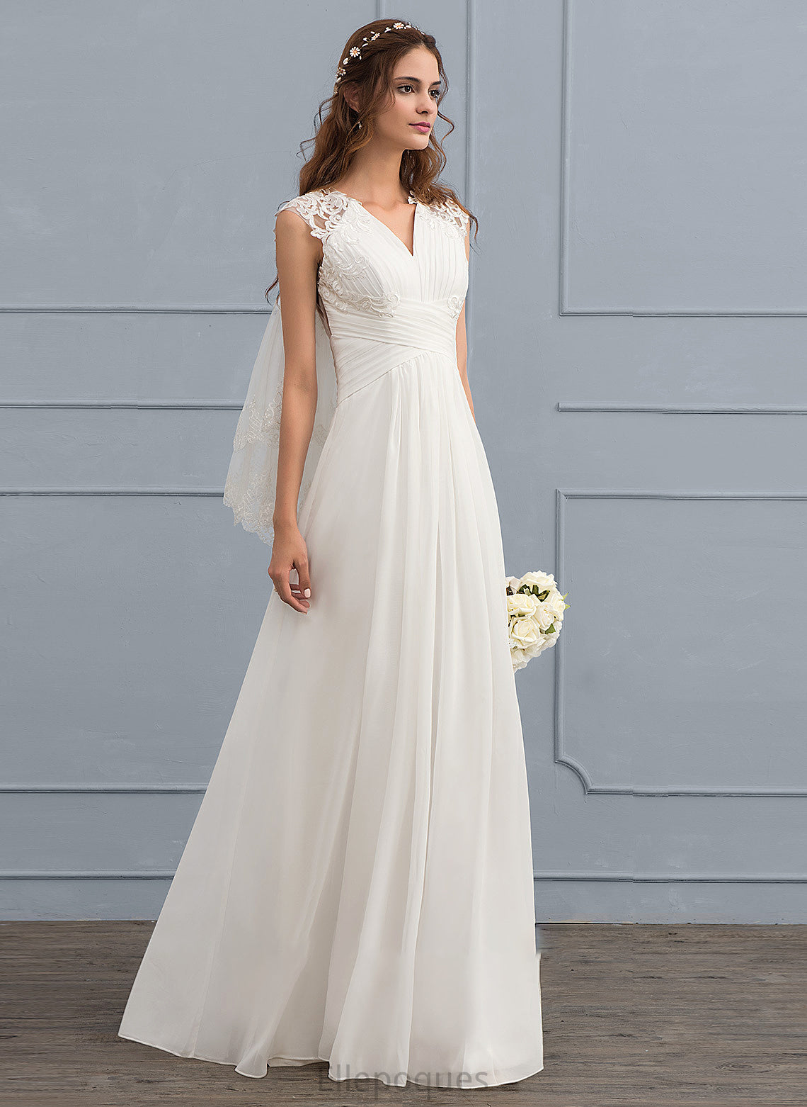 A-Line Ruffle Wedding Dresses Chiffon With Dress Wedding Joslyn Sweetheart Floor-Length