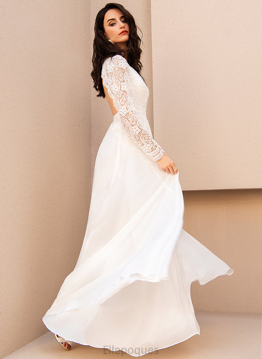 Wedding With A-Line Floor-Length Chiffon Dixie Dress Wedding Dresses Lace V-neck