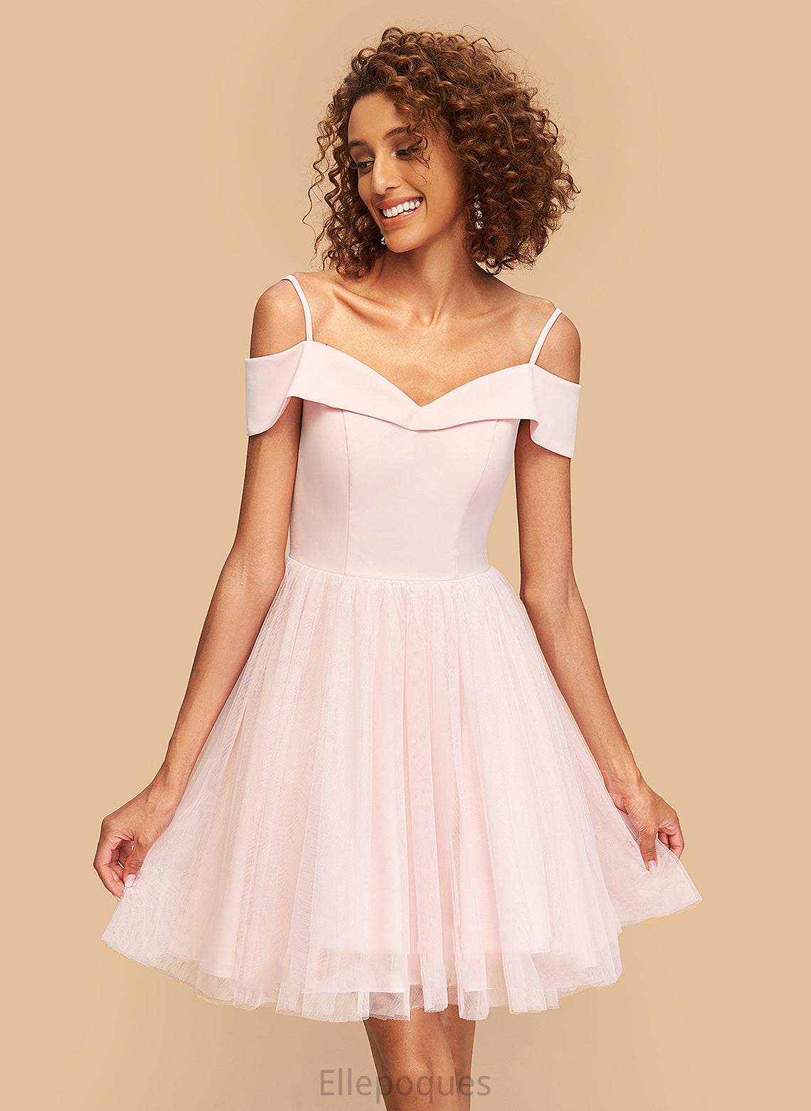 Homecoming Dresses Dress Tulle A-Line Off-the-Shoulder Homecoming V-neck Short/Mini Adrienne