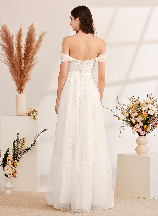 Beading Sequins Floor-Length A-Line Wedding Off-the-Shoulder Julia Dress Wedding Dresses With