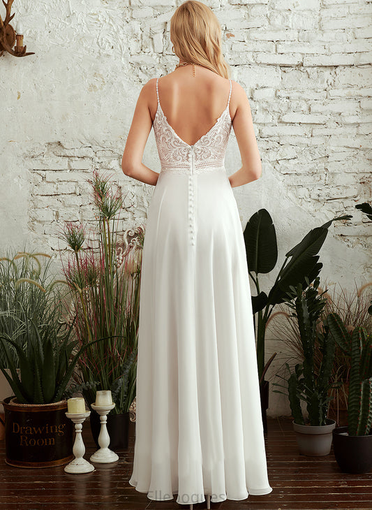 V-neck Wedding Dresses Dress A-Line Lace With Philippa Wedding Front Split Floor-Length Chiffon