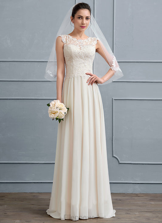Chiffon Wedding Dresses Beading A-Line Lace Scoop Jocelynn Floor-Length Dress With Sequins Wedding